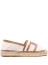 TOD'S JACQUARD ROUND TOE LEATHER TRIM SLIP-ON SANDALS FOR WOMEN
