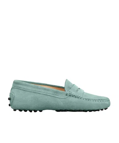 Tod's Junior Gommino Loafers In Suede In Green