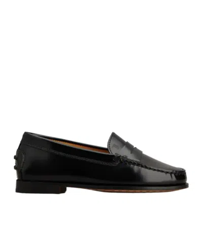 Tod's Junior Loafers In Leather In Black