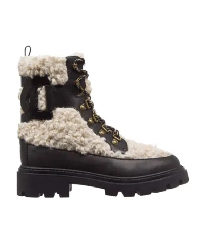 Tod's Faux-shearling Leather Ankle Boots In Black