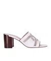 Tod's Perforated Block Heel Sandals In White