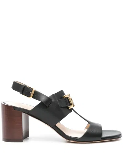 Tod's Kate Leather Sandals Block Heel In Black