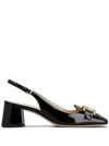 Tod's 'kate' Black Slingback Pumps With Chain Detail In Patent Leather Woiman In Black