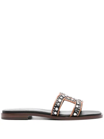 Tod's Chain Link Flat Leather Sandals In Pink