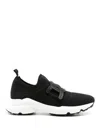 Tod's Knitted Chain-link Sneakers Leather Detailing In Black