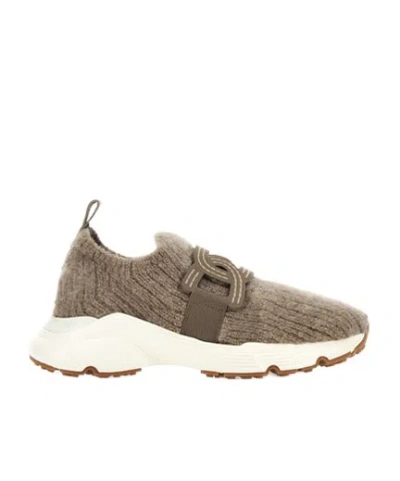 Tod's Kate Knitted Sneakers In Brown