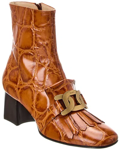 Tod's Tods Kate Leather Bootie In Brown