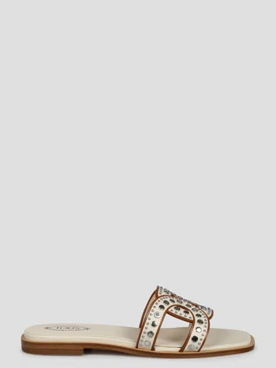 Tod's Kate Leather Sandals In White