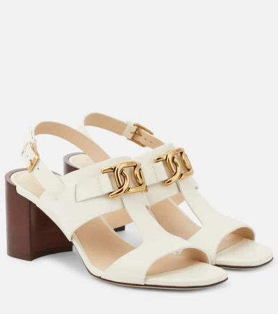 Tod's Kate Leather Sandals In Bianco