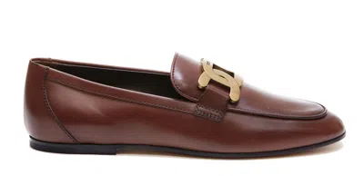 Tod's Kate Elastic Back Leather Loafers In Brown