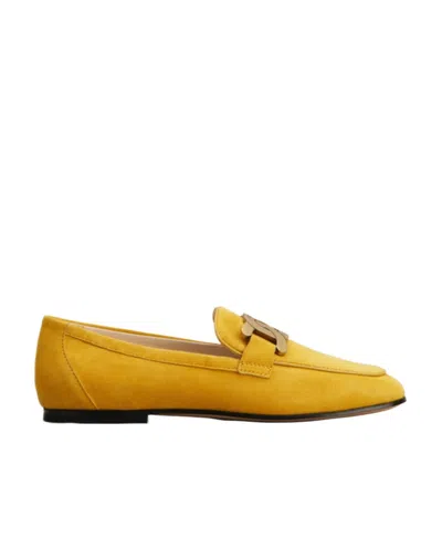 Tod's Kate Logo-engraved Loafers In Yellow