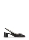 Tod's 'kate' Black Slingback Pumps With Chain Detail In Patent Leather Woiman In Black
