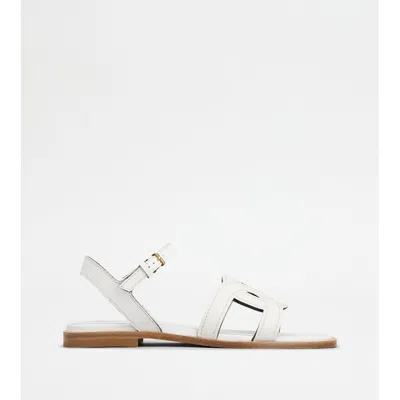 Tod's Kate Sandals In Leather In White