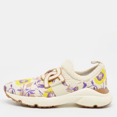 Pre-owned Tod's Kate Size 41 Multicolor Knit Fabric Slip On Sneakers