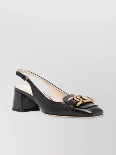 Tod's Kate Slingback Pumps Chain Detail In Black