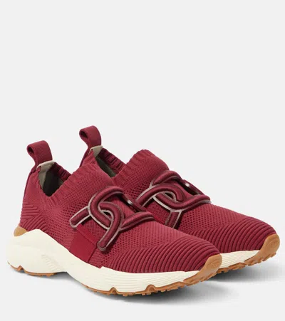Tod's Logo-strap Almond-toe Sneakers In Red