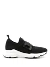 Tod's Leather-trimmed Stretch-knit Slip-on Sneakers In Black