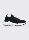 Tod's Leather-trimmed Stretch-knit Slip-on Sneakers In Black