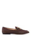 Tod's Dark Brown Dark Brown Kate Suede Loafers In Marrón