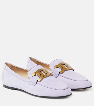 Tod's Kate Suede Loafers In Purple