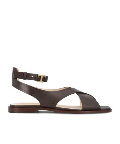 TOD'S TOD'S LOGO-PLAQUE SLINGBACK SANDALS