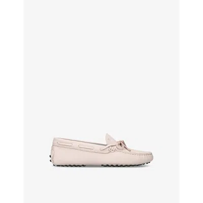 Tod's Kids' Laccetto Nuovo Leather Driving Shoe In Pale Pink