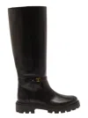 Tod's Black Knee Boots With Logo Detail And Chunky Platform In Leather Woman In Black