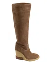 Tod's Tods Knee Length Wedge Boots In Brown Suede In Brown