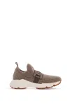 Tod's Leather-trimmed Knit Sneakers In Gray
