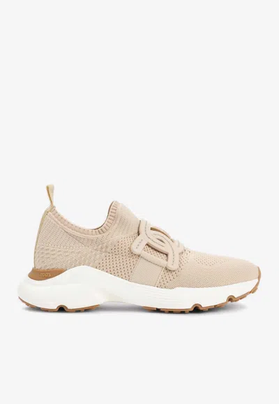 Tod's Knit Low-top Sneakers In Neutral