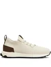 Tod's Calzino Leather-trimmed Stretch-knit Sneakers In Neutral