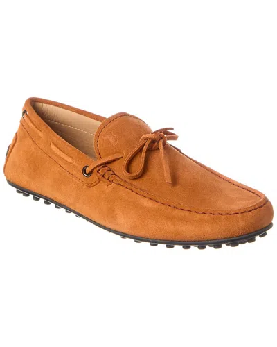 Tod's Tods Laccetto City Gommino Suede Loafer In Brown