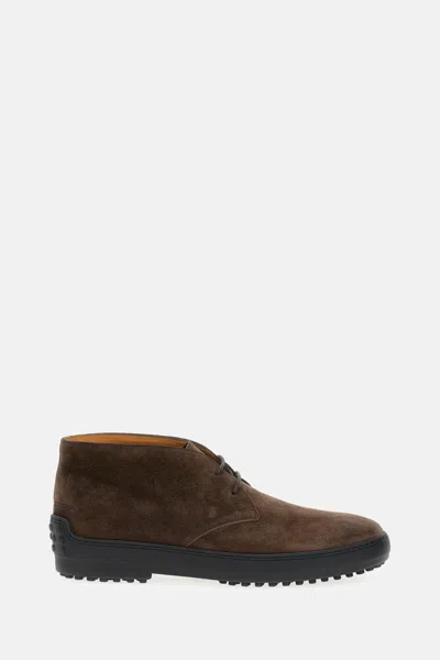 Tod's Lace Ankle Boots Winter In Brown