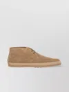 Tod's Lace-up Ankle Flat Boots With Espadrille Sole In Brown