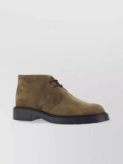 Tod's Lace-up Calfskin Block Heel Boots In Brown