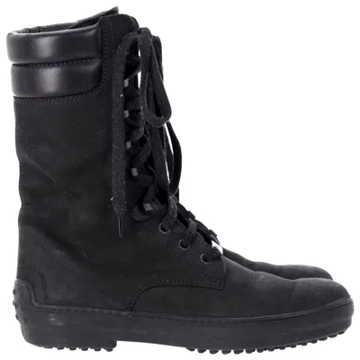 Tod's Tods' Lace-up Combat Boots In Black Suede