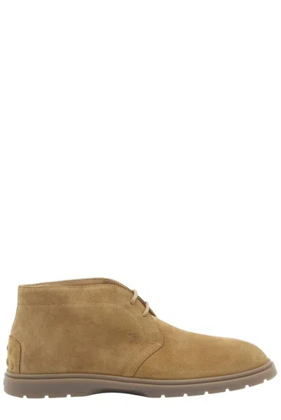 Tod's Lace-up Desert Boots In Cream