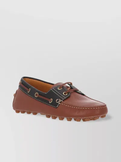 Tod's Lace-up Flat Shoes Camel