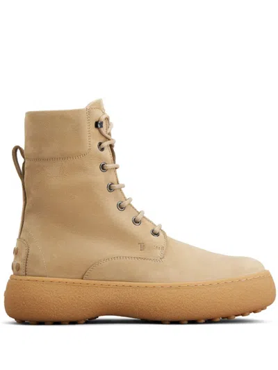TOD'S LACE-UP LEATHER COMBAT BOOTS