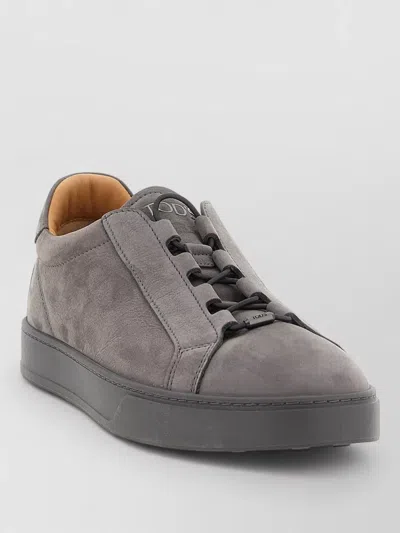 Tod's Lace Up Nubuck Sneakers Low Top Sole In Gray