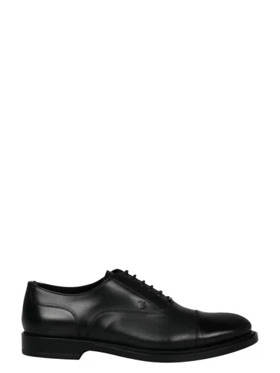 Tod's Lace-up Shoes In Smooth Leather In Black