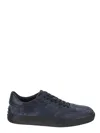 Tod's Low Top Leather And Suede Sneakers In Blue