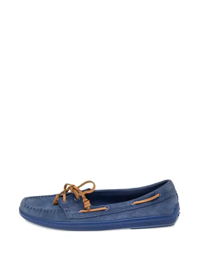 Pre-owned Tod's Lace-up Boat Loafers In Blue