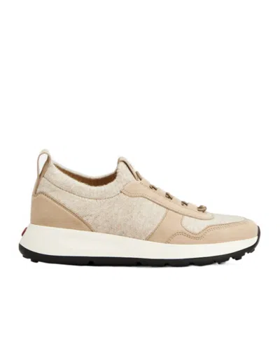 Tod's Red Dot Socks Sneakers In Knit And Suede In Neutral