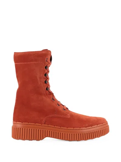 Tod's Lace-up Suede Sneakers In Orange