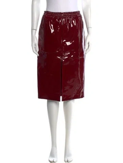Pre-owned Tod's Lamb Leather Midi Length Skirt W/ Tags In Red