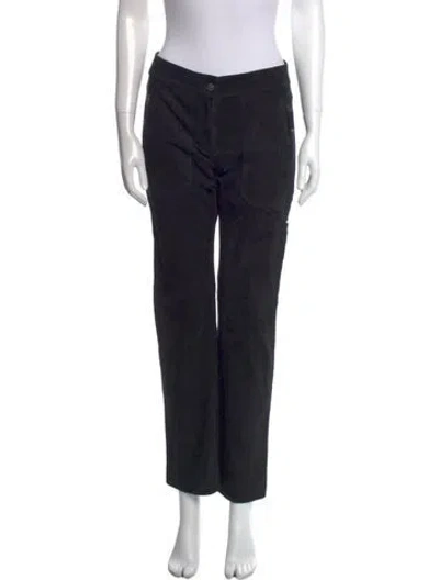 Pre-owned Tod's Lambskin Straight Leg Pants In Black