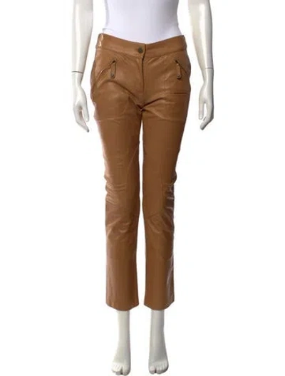 Pre-owned Tod's Lambskin Straight Leg Pants In Neutral