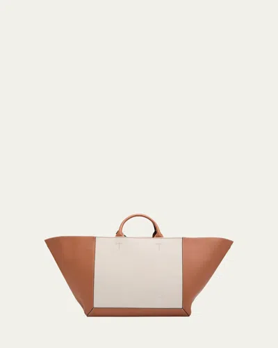 Tod's Grande Canvas Shopping Tote Bag In Mastice Kenia Nero