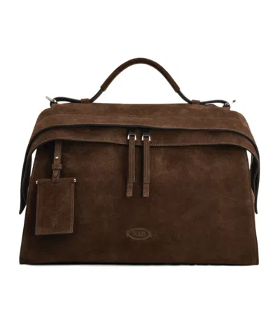 Tod's Large Wave Suede Bag In Black